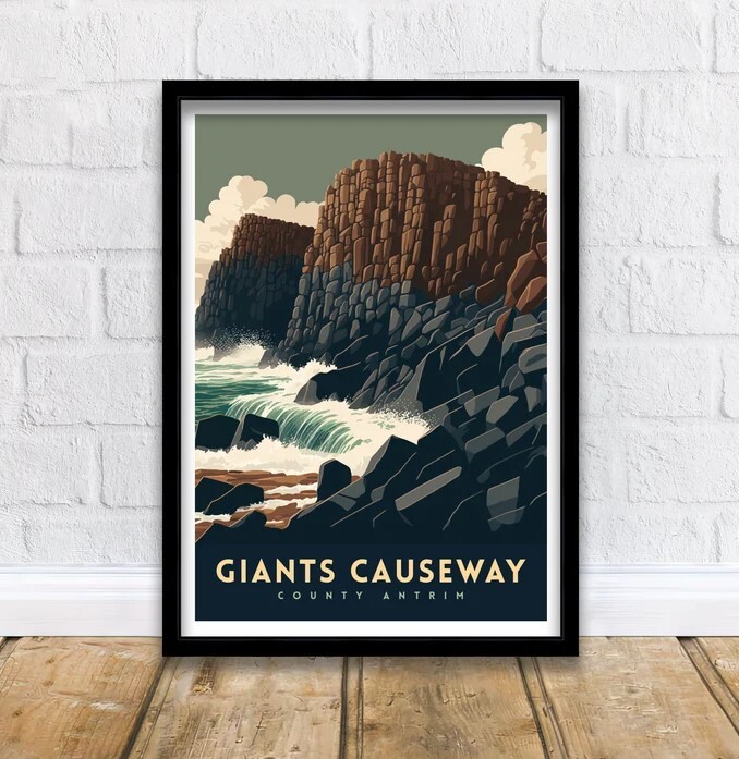 Giants Causeway Travel Print Northern Ireland Wall Art Giants