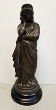Antique Large 20" French TRAGEDY Woman Bronze Metal Statue Sculpture