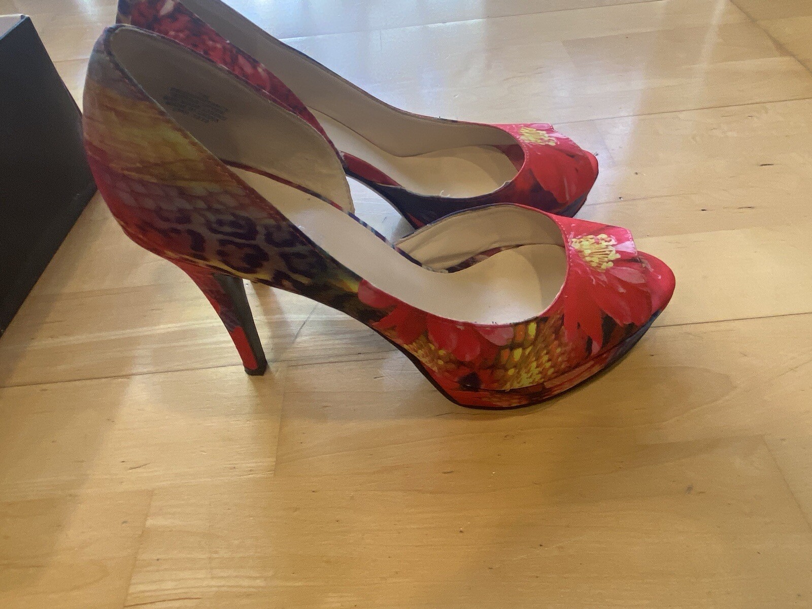 NINE WEST Women's Floral print Open Toe High Heels Pump SIZE