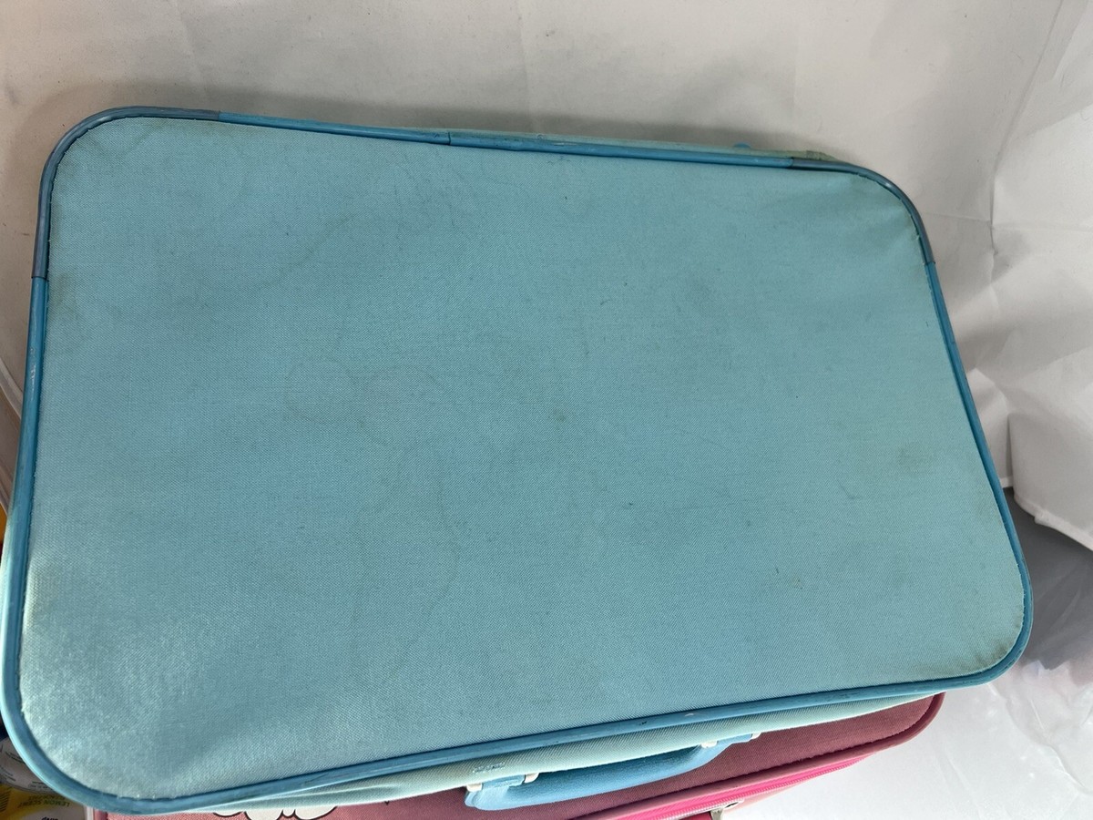 Vintage Care Bears Lot 2 Luggage 1986 Pink Aqua Zip Soft Suitcase