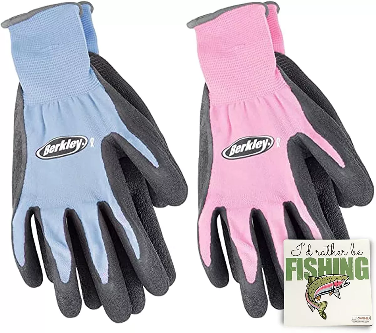 Lurwind Berkley Fishing Gloves Bundle with I'd Rather Be Fishing Sticker  