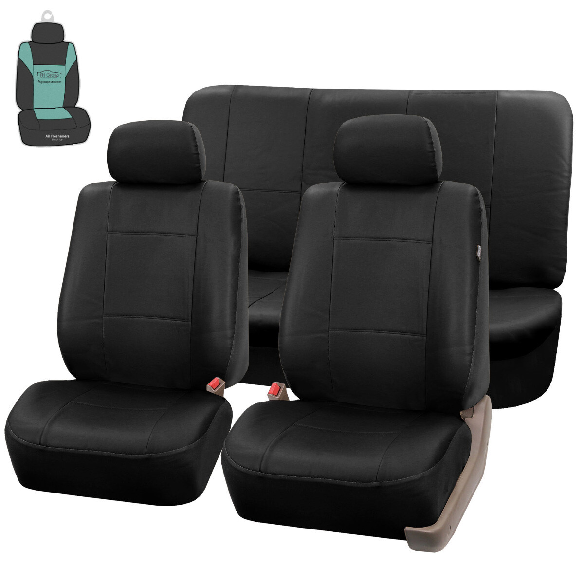 Black PU Leather Car Seat Covers Auto Car SUV Van with Free Air Freshener