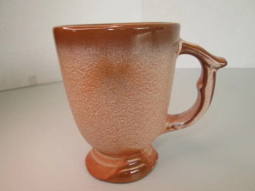 Frankoma C12 Footed Mug Coffee Tea Cup 8 oz Peach Glow Vintage MCM
