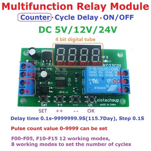 KC23C01 DC 5V 12V 24V Delay Relay Module 1-Channel Multifunction Pulse Counter - Bild 7 von 11