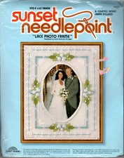 "Lace Photo Frame" Vintage  1981 Sunset Designs Needlepoint Kit  6907