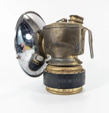 Vintage - Justrite Miner's Lamp - Streamlined Brass, Air-Cooled Grip, USA Mining