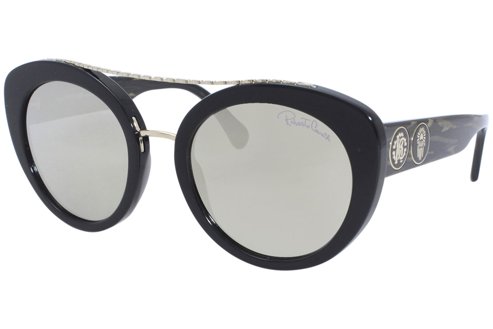 Солнцезащитные очки Roberto Cavalli RC1128 01C Black Havana-Золотосеребро с зеркальными линзами 54 мм 41890₽
