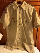 Boy Scout BSA UNIFORM SHIRT Men  s Large Short Sleeve Tan N25
