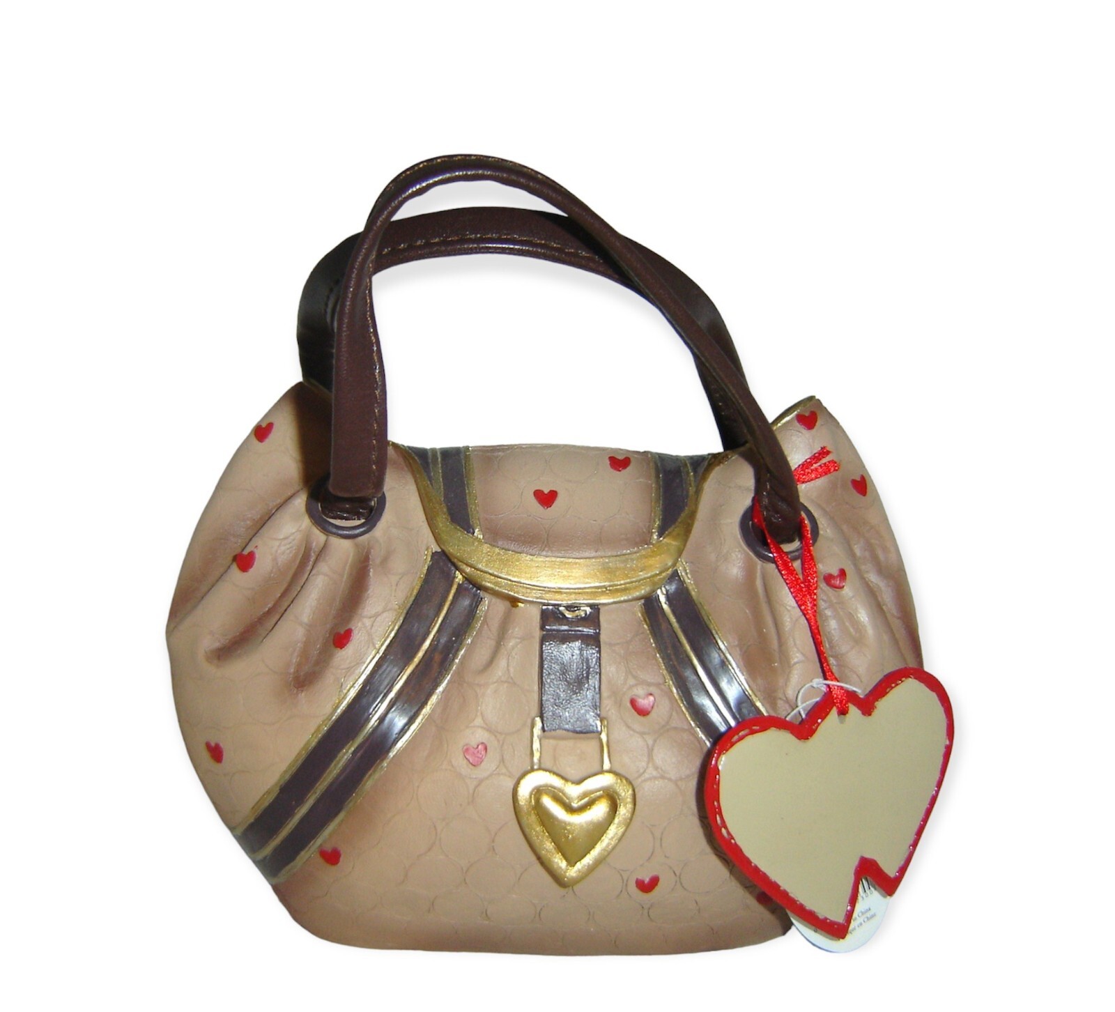 Handbag Money Bank Tan Top Slot Purse  Leather Look Women Fashion 6.8