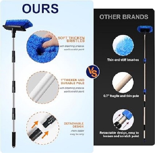 Car Wash Brush Trucks Vehicle Perfect RV SUV Soft Cleaning 10" Head 62" Handle - Bild 2 von 6