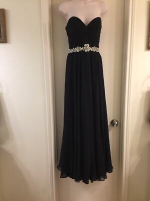 Jovani Black Strapless Empire Waist Rhinestones 100% Silk Size 2 | eBay Jovani Black Strapless Empire Waist Rhinestones 100% Silk Size 2 | eBay