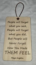 Hanging wood engraved sign inspiration quote
