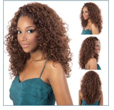 MOTOWN TRESS SK Charm Wig Color F27/30 Simple Cap Full Body Curly Side Part