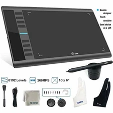 Tablet Digital Drawing Board Graphics Hand Paint Large Pad  Pen 10" Keys Art FS