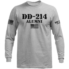 DD214 Alumni US Army Military Veteran American Pride Long Sleeve