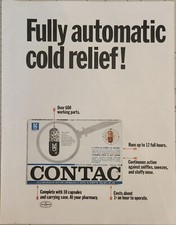 1966 Contac common cold & hay fever medicine Vintage Ad 14 x 10 fully automatic