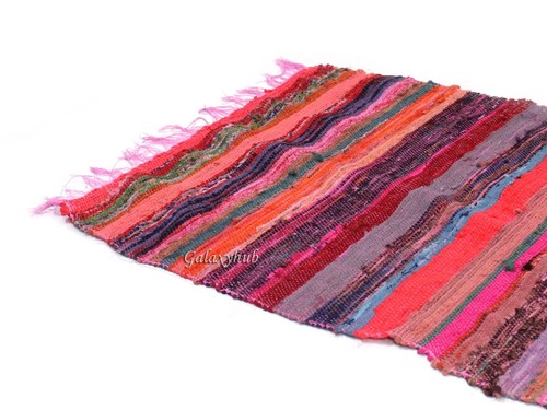 2x3 FT Cotton Chindi Rug Runner Hand Woven Floor Rug Mat Boho Colorful ...