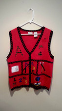 Vintage Clothing Tacky Teacher Sweater Vest - Capacity - Medium M - Red