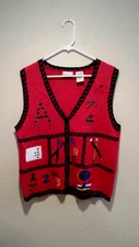 Vintage Clothing Tacky Teacher Sweater Vest - Capacity - Medium M - Red