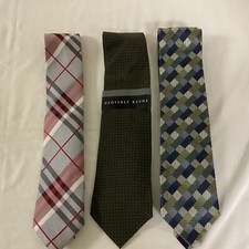 Lot of 3 Geoffrey Beene Men's Silk Neck Ties Stripe Geometric