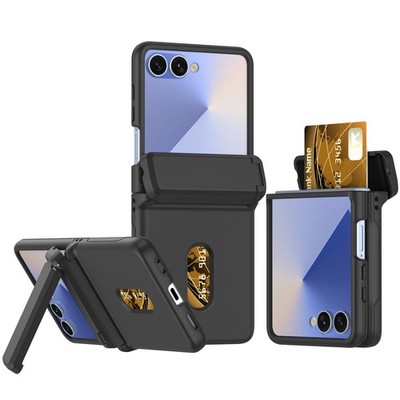 Stand Case w/ Card Holder For Samsung Galaxy Z Flip 7/6/5 Hinge Protection Cover