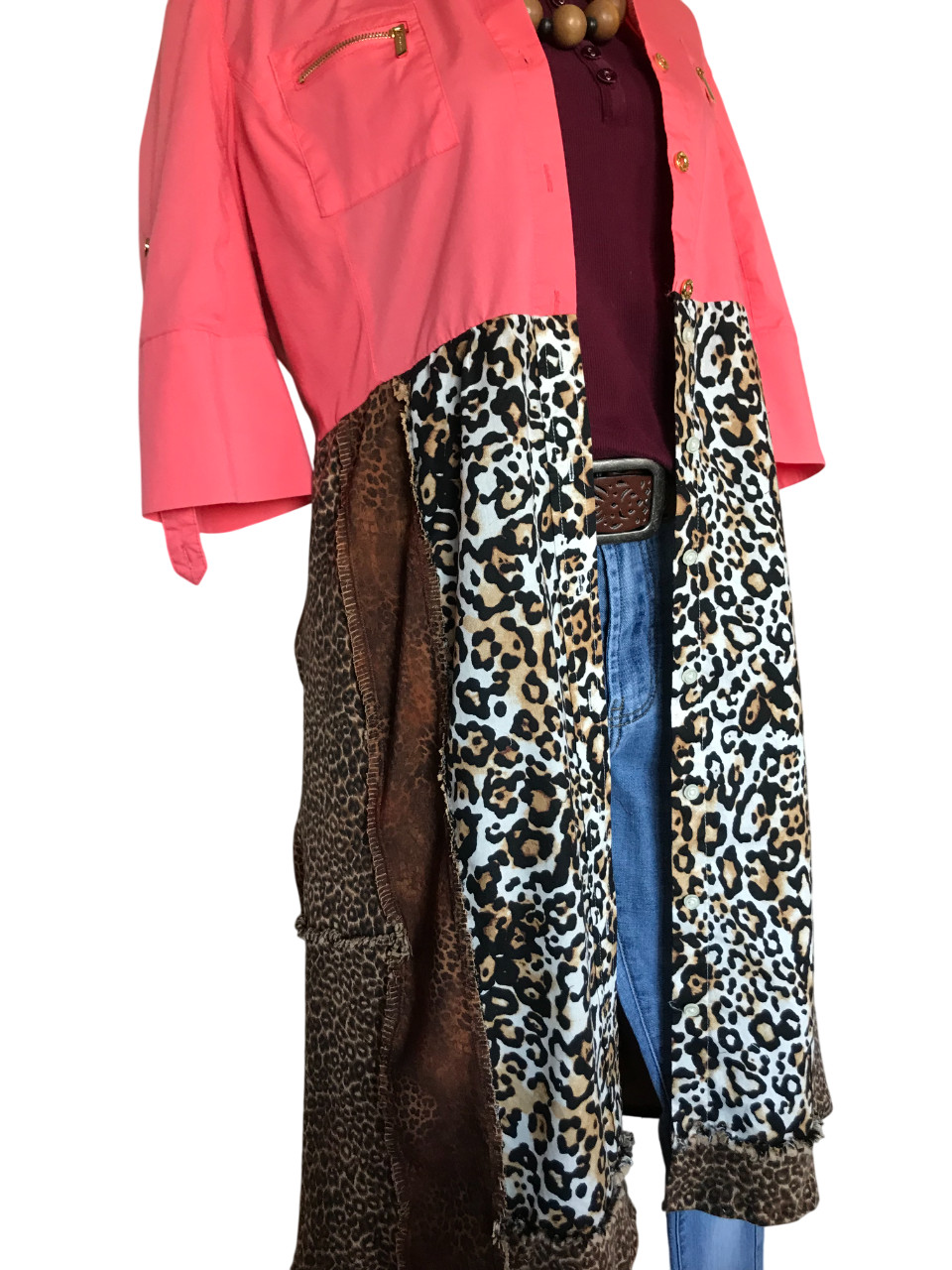 Upcycled Patchwork Duster Dress, Handmade Animal … - image 3