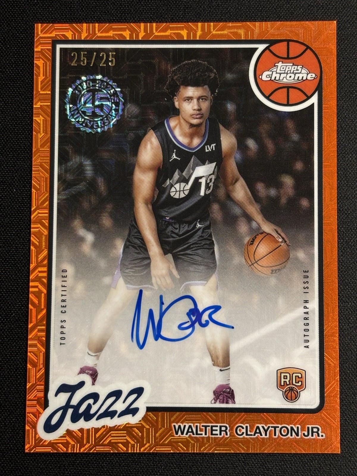 2025 Topps Chrome 45th Anniversary Walter Clayton Jr Orange Mojo Auto RC 25/25!