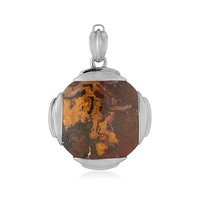 Cavill Versteinertes Holz AnhäNger 44Ct Rundschliff 925Er Sterling Silber Platin