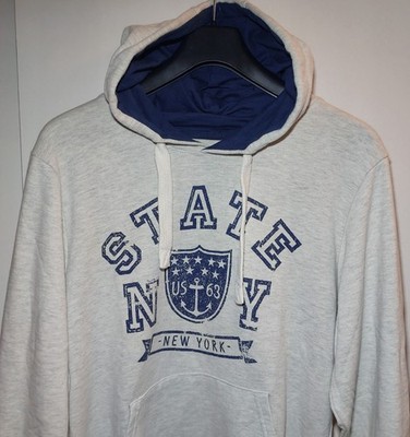 Cedar Wood State Hoodie Herren L Grau NY Print Top Zustand