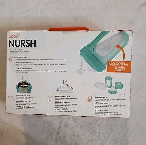 Boon Nursh Silikonbeutel Babyflaschen Medium Flow Mint 3-6m 8oz 3er Pack - Bild 2 von 2