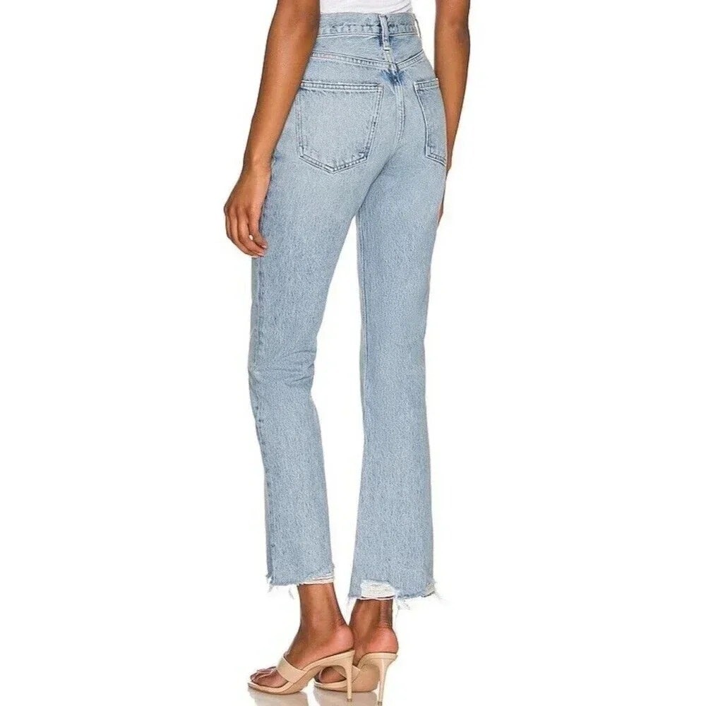 AGOLDE Mid Rise Relaxed Boot Cut Jeans in Curio Size 26 Light Wash