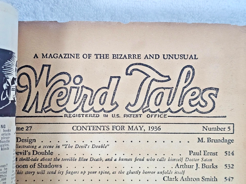 Weird Tales May 1936 Vol. 27 No. 5 Brundage Cover Pulp Magazine (Doctor Satan) - Image 3 of 4