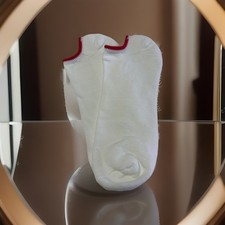 Women's VTG Socks Low Cut White Ankle Acrylic Blend Size 10-12 NOS 80s Red.