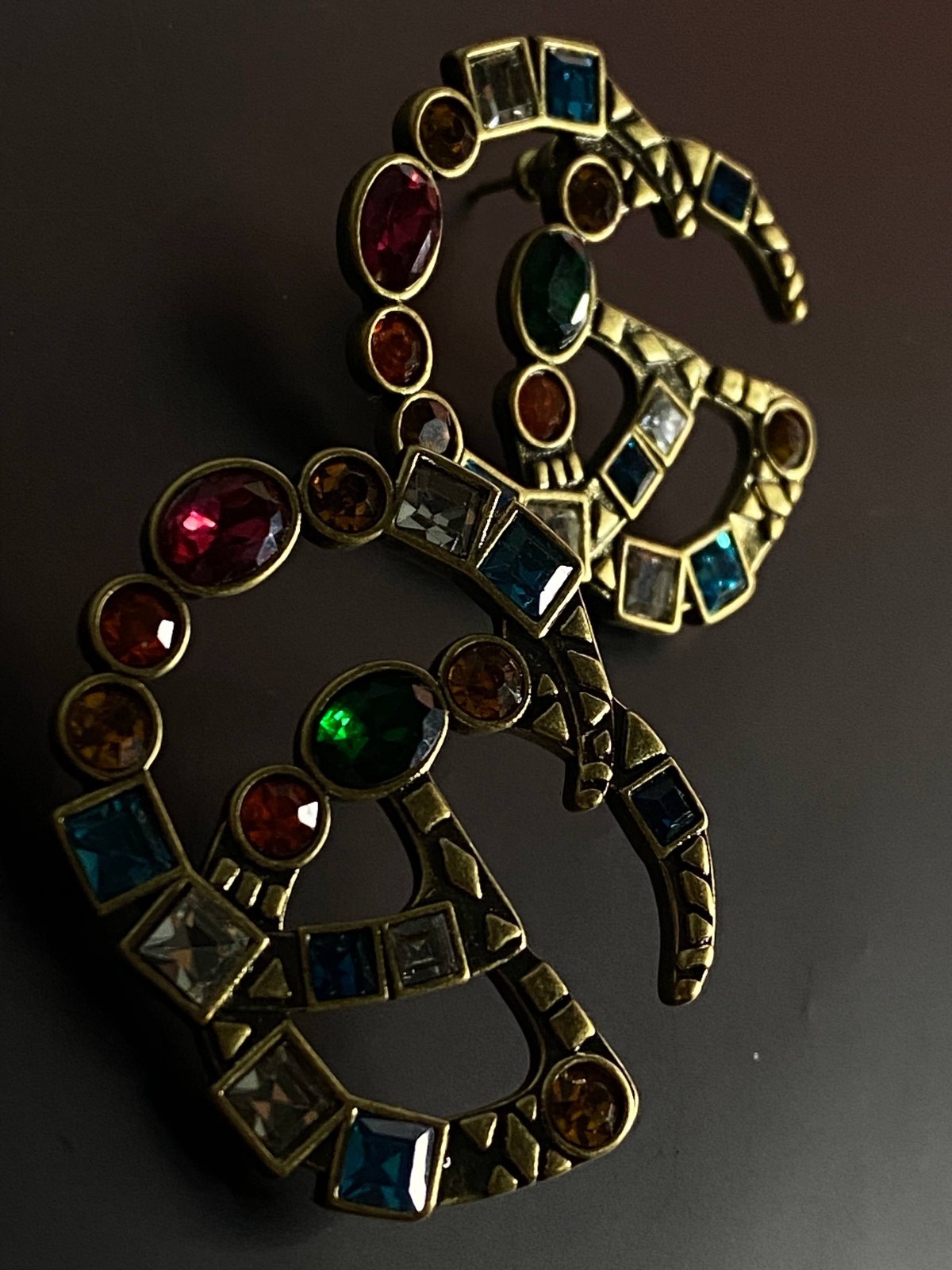 Authentic Gucci Rainbow Crystal Stud Earrings 4cm - image 10