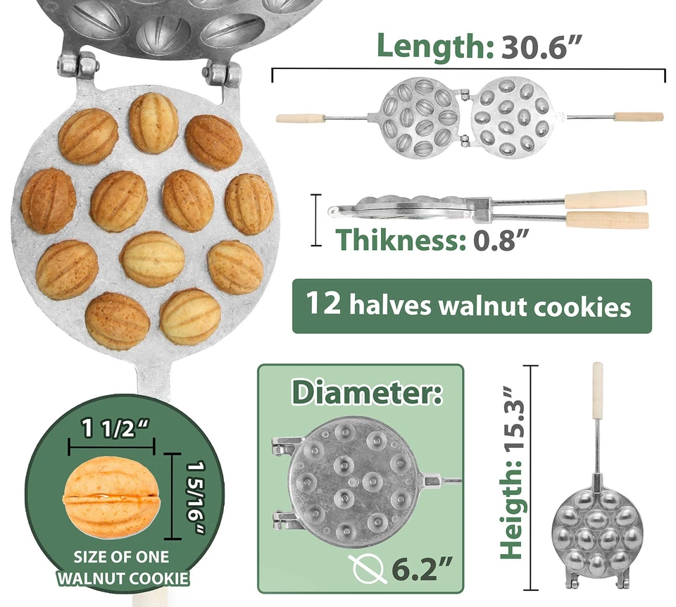 Walnut 12 Cookie Form (Oreshek) Maker Oreshki Rissian Soviet Cookies by - Image 2 of 4