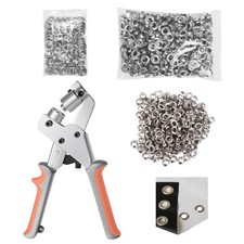 KING PIECES Grommet Tool Kit Handheld Hole Punch Pliers Portable Grommet Hand...