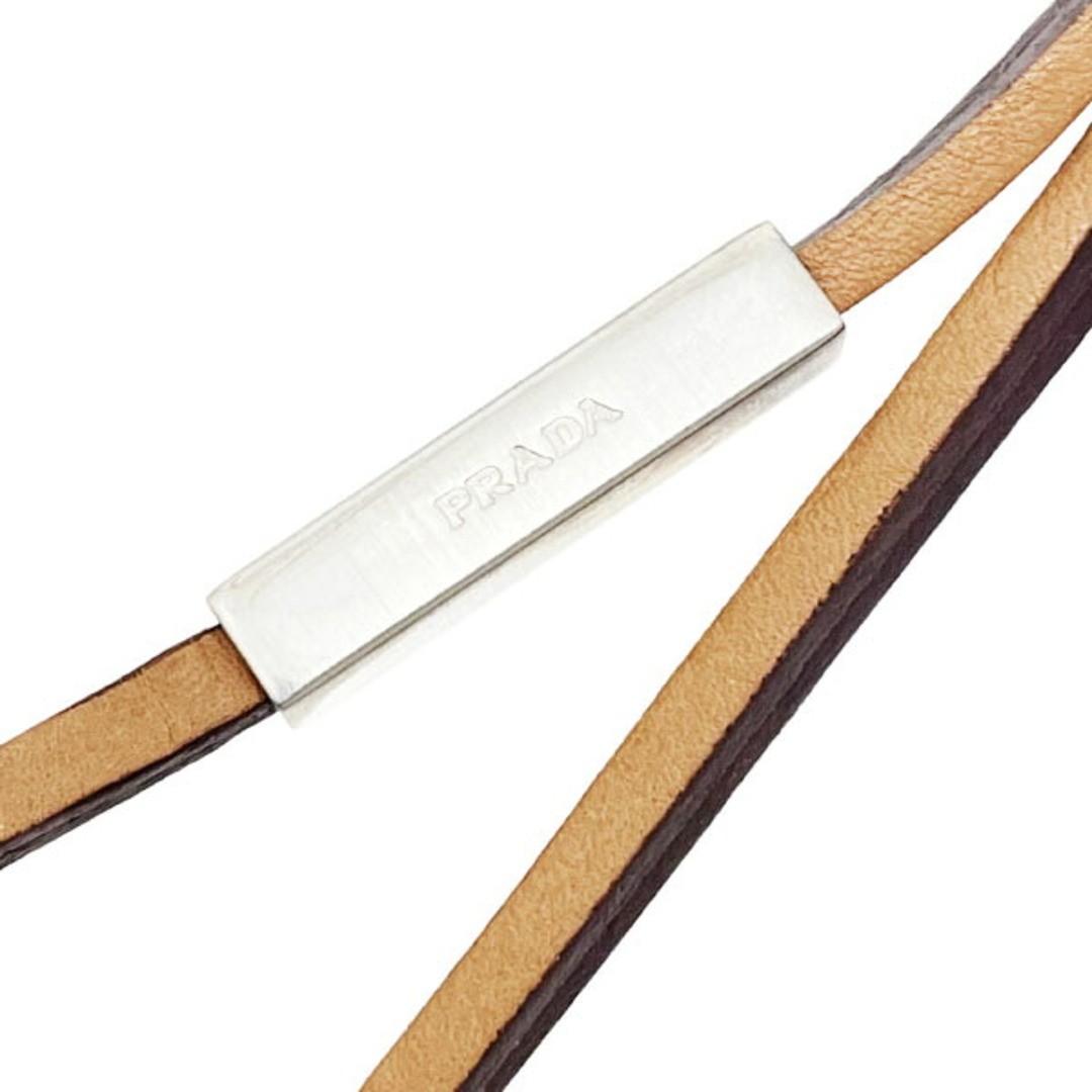 Prada Keychain Logo Loop Key Ring Leather Camel B… - image 4