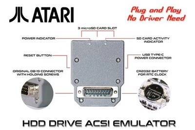 ATARI HDD Drive ACSI for Atari 520-1040ST/STF/STFM, STE, MegaSTE, TT030 acsi2stm