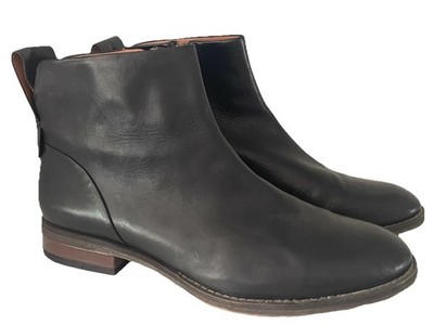 FRANCO SARTO Lori Sleek Black Leather Ankle Boots Booties Women's SZ 9.5 M EUC