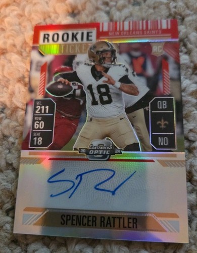2024 Panini Contenders Optic Spencer Rattler (RC) Red/Gold ticket auto 042/175 - Picture 2 of 4