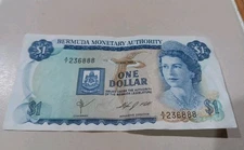 BERMUDA $1 Dollar Banknote 1984 Sailing Boats QEII Currency Queen Paper Money