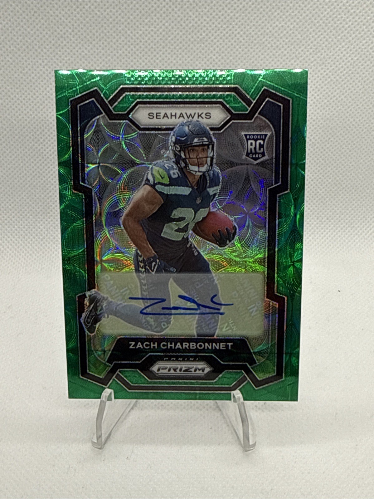 2023 Autograph Prizm Rookies Green Scope /75 Zach Charbonnet #392 Rookie Auto RC