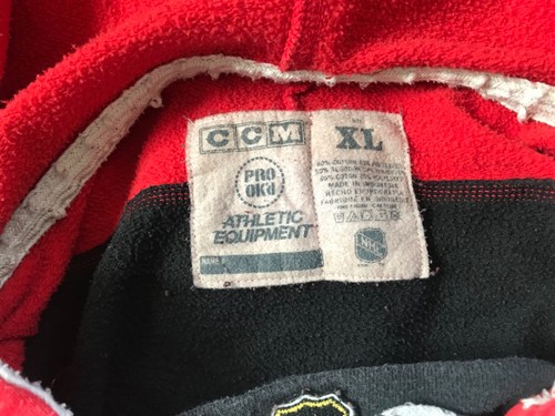 Pull à capuche vintage CCM NHL Chicago Blackhawks noir logo cousu homme XL - Photo 14/14