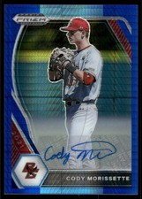 2021 Prizm Draft Pick Base Auto Blue Carolina Blue Hyper 52 Cody Morissette Auto