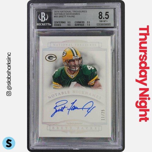 2014 PANINI NATIONAL TREASURES BRETT FAVRE NOTABLE NICKNAMES AUTO /25 BGS 8.5