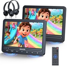 2x10.1" Dual Screen Car Headrest DVD Player Monitor 5 Hours Battery USB Headsets