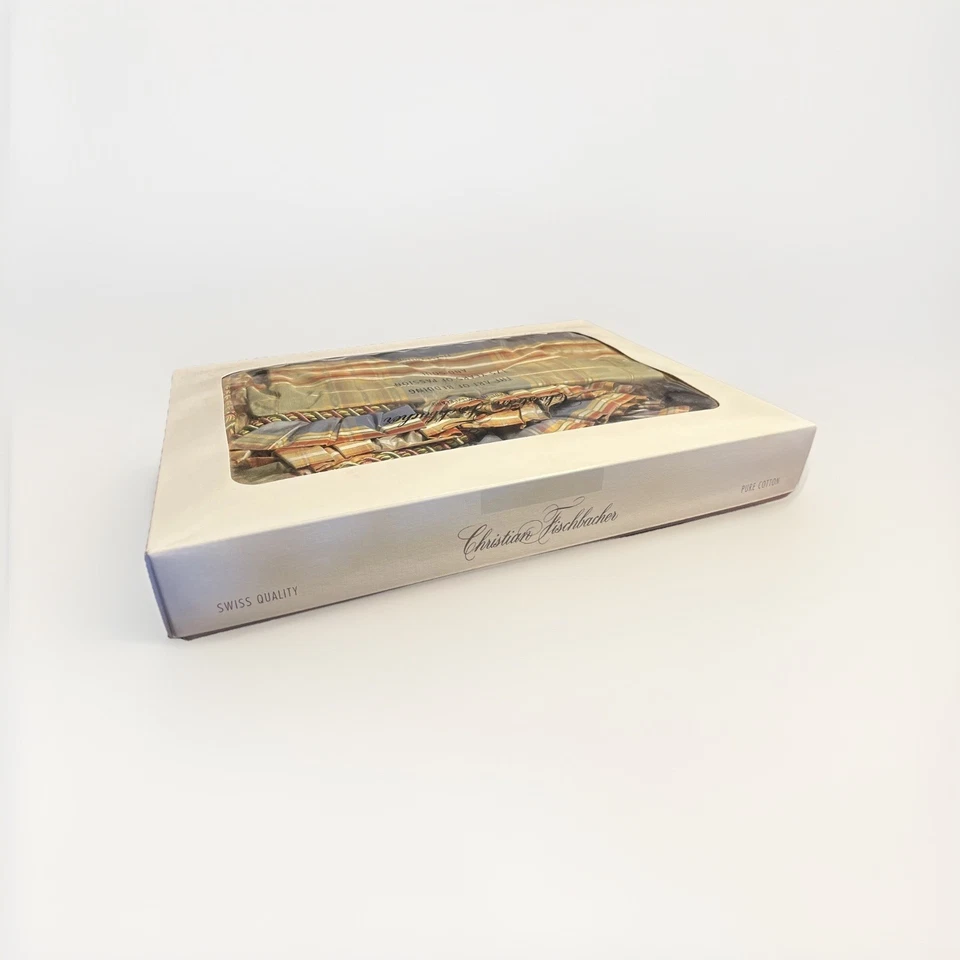 Christian Fischbacher King Bedskirt Satin Gartered 21” Drop Luxury Plaid NOS - Image 4 of 4