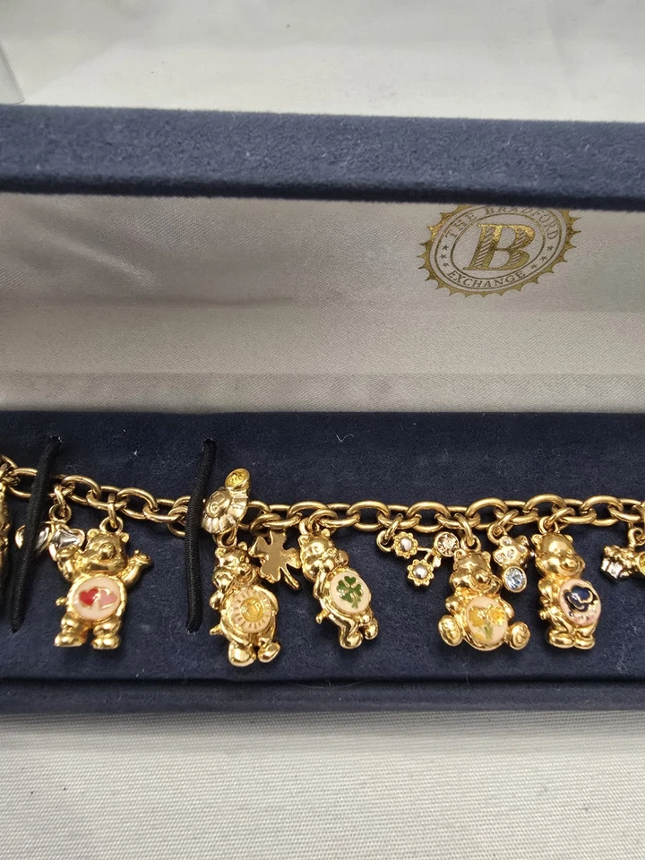 NUEVO EN CAJA Brazalete Chapado en Oro 24k y Swarovski Bradford Cuidado de Intercambio Osos Dije Foto 4 de 4