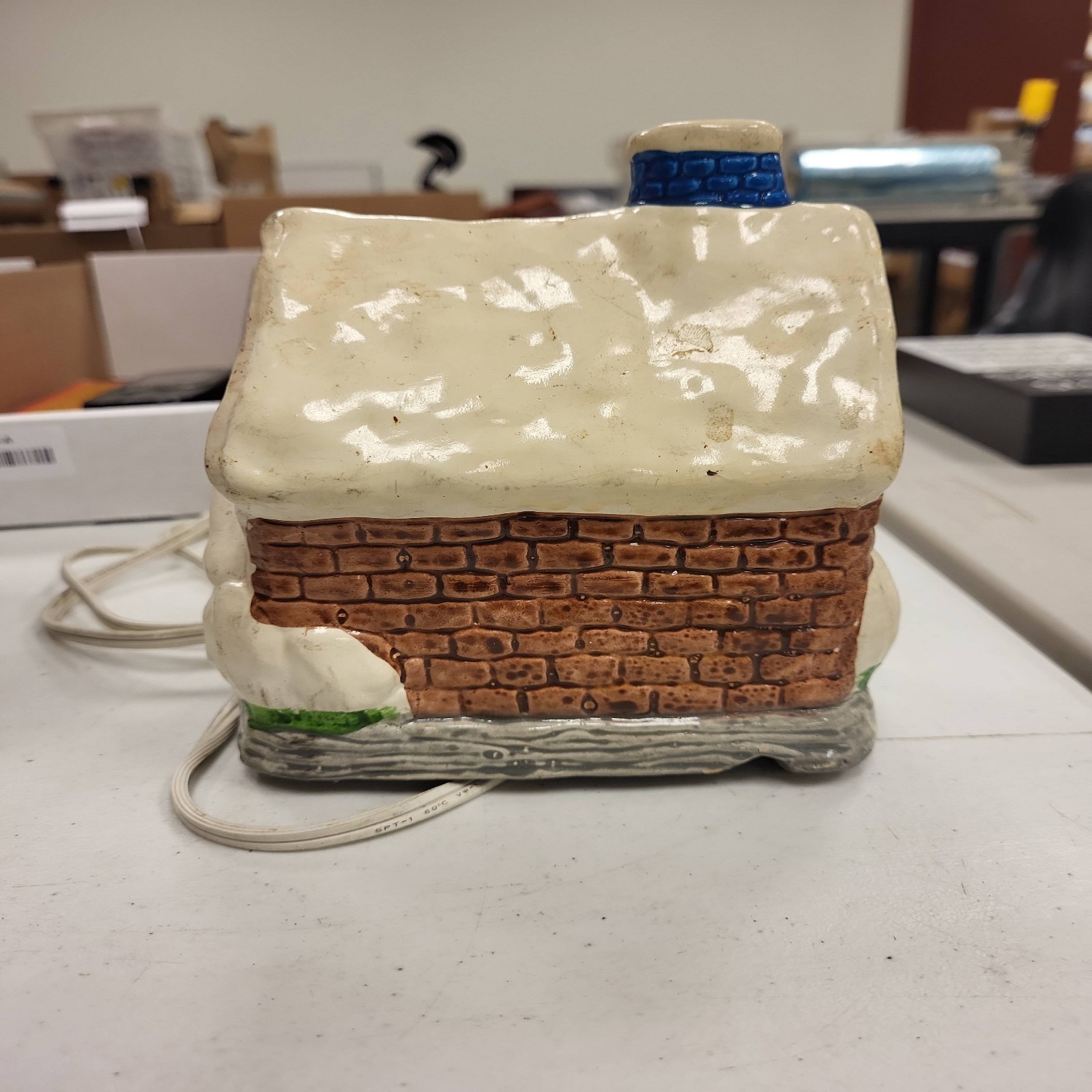 Vintage Ceramic Christmas Village House Tealight Candle Holder Lighted Decor