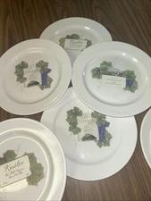 6 Wedgwood Grand Gourmet Vintage Collection Wine Theme 10" Dinner Plates 1999